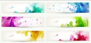 Set Of Clean Banner Template with Colorful Leaf Background Vector 02