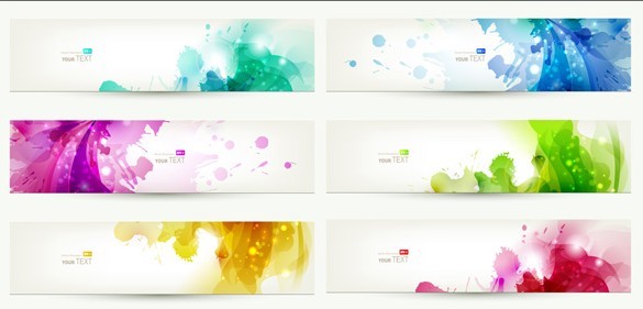 Free Set Of Clean Banner  Templates  with Colorful Leaf 
