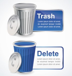 Stylish Vector Delete and Trash Buttons and Labels