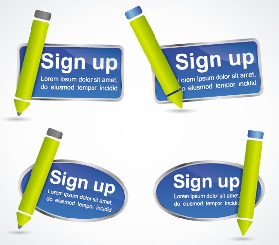 Stylish Vector Sign up Buttons & Labels