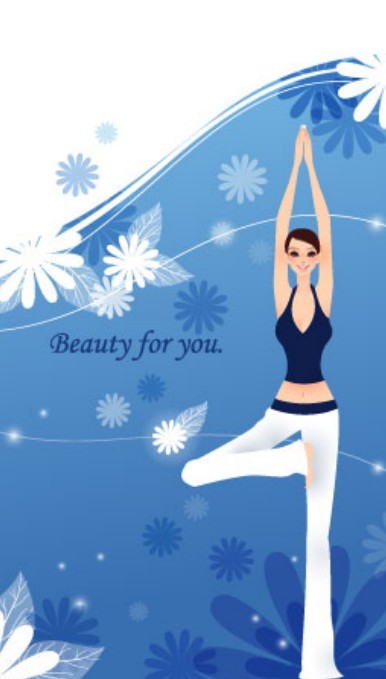 Yoga Girls with Fresh Floral Background Illustration Vector 02