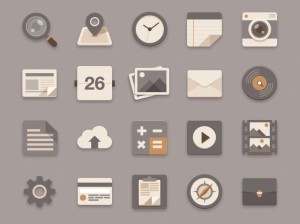 Brownie Theme Flat Icon Set PSD