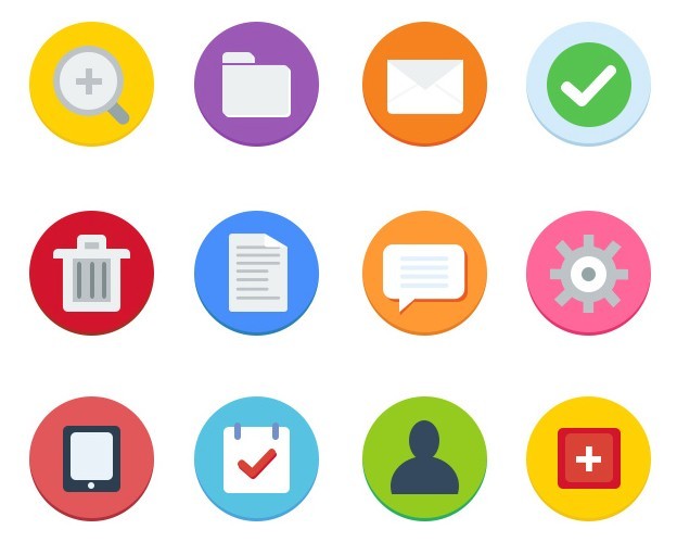 Circular Flat Style Web Icon Set
