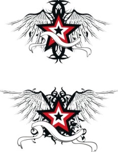 Black Star and Wing Designs Vector 01