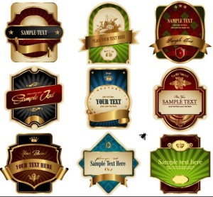 Elegant Vintage Dark and Golden Labels Vector 02