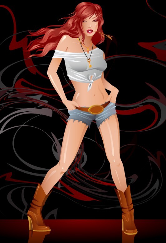 Sexy Disco Girl Vector Illustration 02