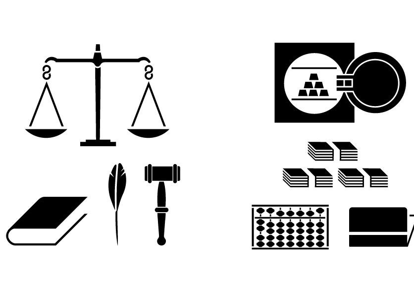 Black Adjudgement and Finance Icons Vector