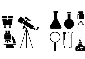 Black Chemical and Physical Icons Vector