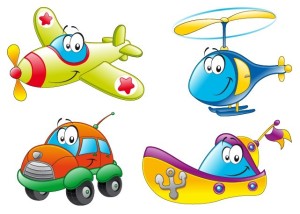 Cute Cartoon Transportation Icons Vector 01