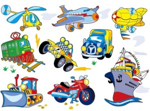 Cute Cartoon Transportation Icons Vector 03