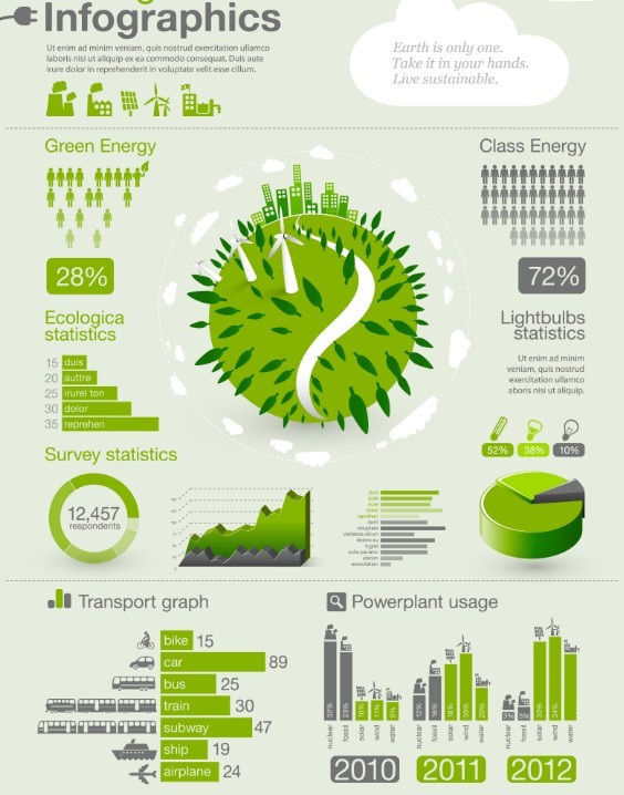 Green Ecologica InfoGraphic Design Elements Vector