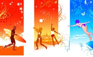 3 Summer Holiday Vectical Banners Vector