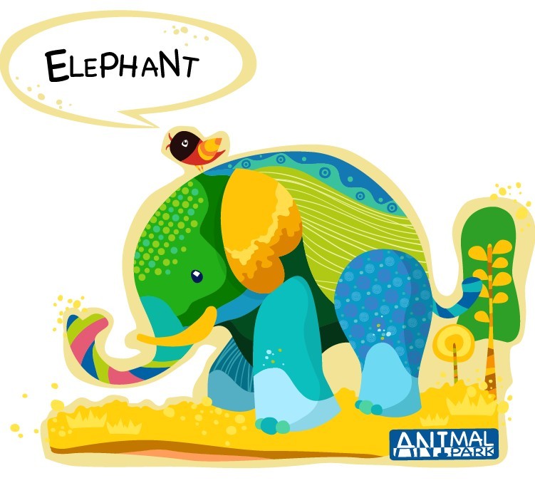 Cute Cartoon Elephant Vector Illustration