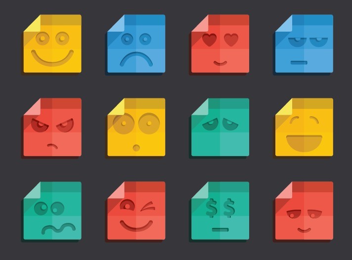 Flat File-Like Smileys Icons Vector