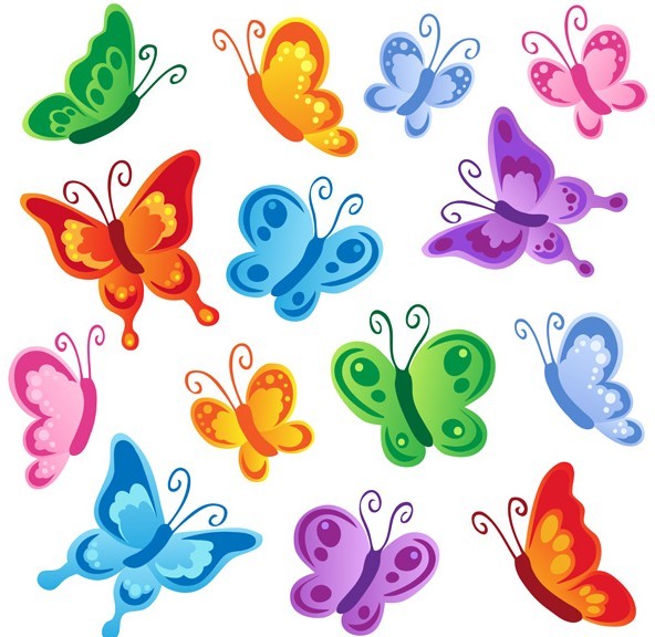 Set Of Colorful Butterflies Vector