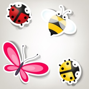 Set Of Cute Cartoon Insects Vector 01