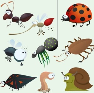 Set Of Cute Cartoon Insects Vector 04