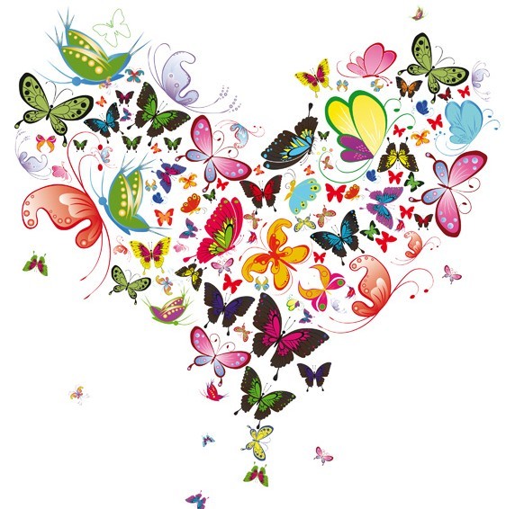 Vector Heart of Butterflies