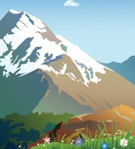 Forests and Snow-Capped Mountains Illustration Vector 03