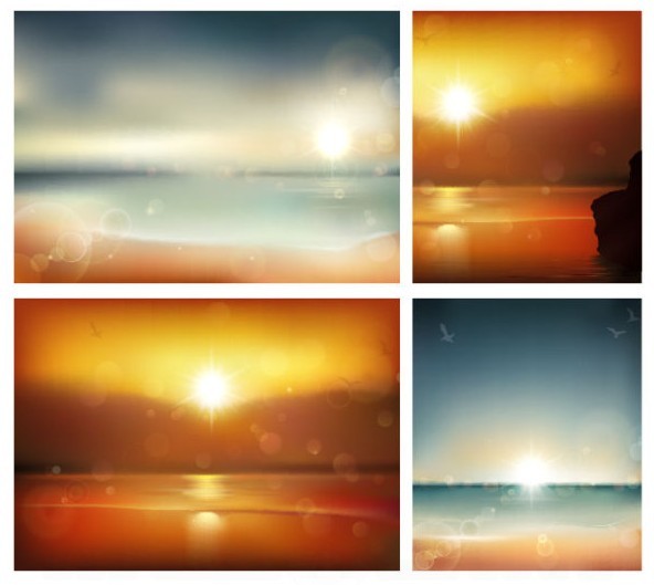Set Of Vector Sun and Halos Backgrounds