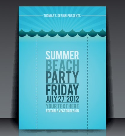 Vector Summer Beach Party Flyer Template 03