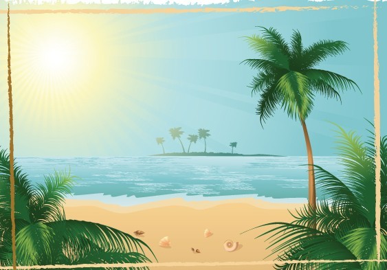 Vector Summer Sun Beach 02