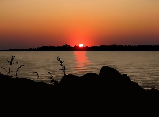 Vector Sunrise & Sunset At Sea 02