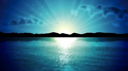 Vector Sunrise & Sunset At Sea 03
