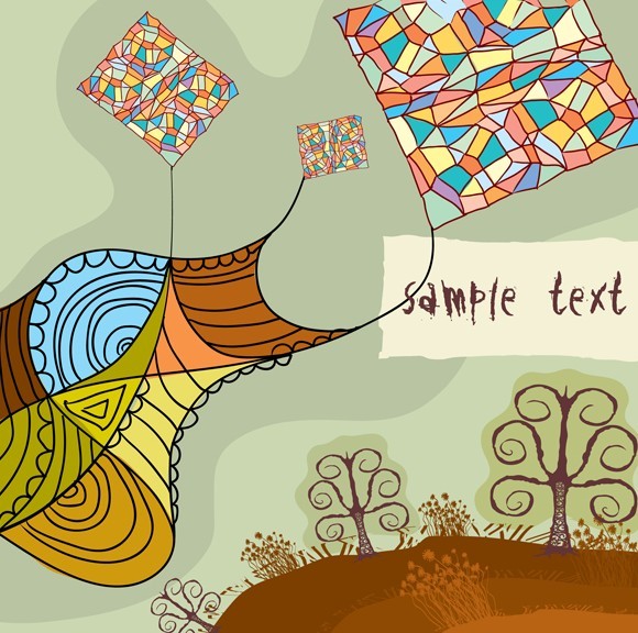Hand Drawn Abstract Landscape Illustration Vector 04