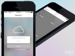 iPhone 5 Cloud App GUI With iOS 7 Interface PSD