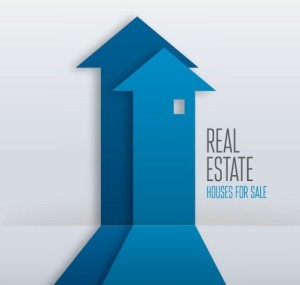 Creative Blue Real Estate Arrow Design Vector