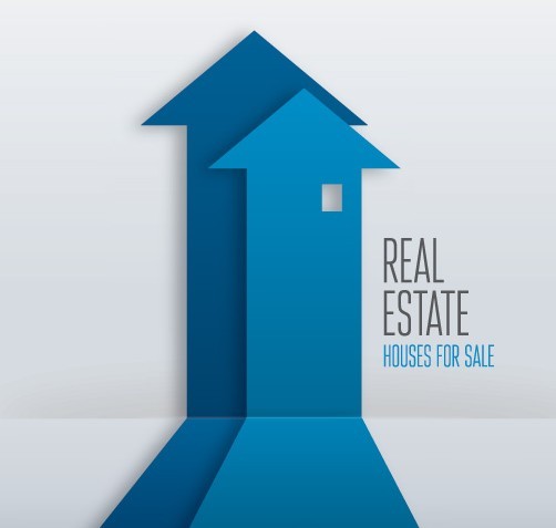 Creative Blue Real Estate Arrow Design Vector