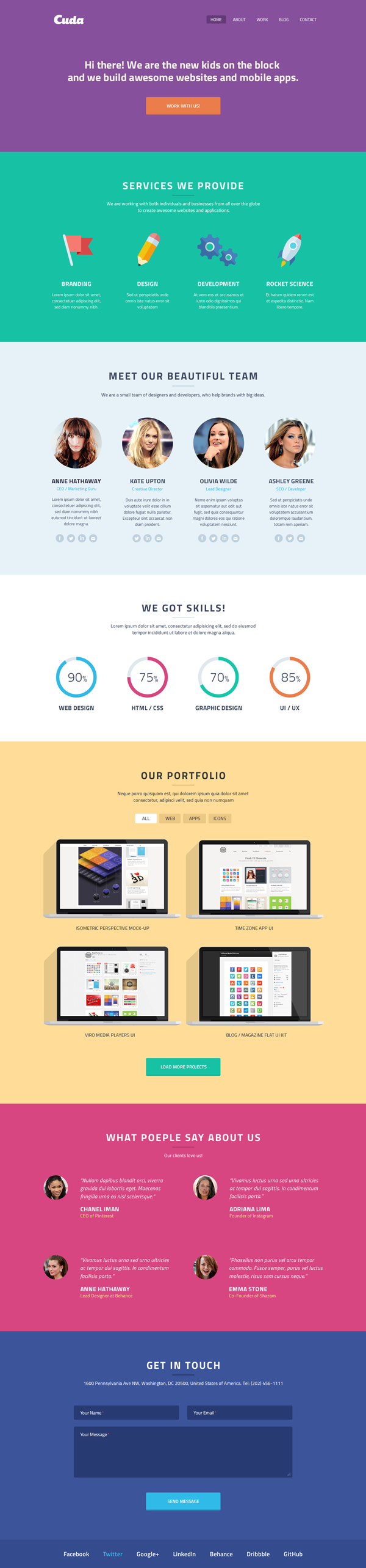 Flat Cuda Single Page Portfolio PSD Template