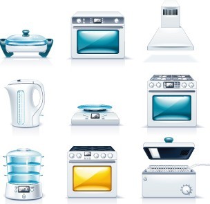 Set Of Vector Kitchen Appliances Icons 01