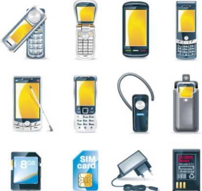 Set Of Vector Old Cell Phone Icons