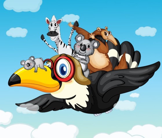 Vector Cartoon Animals and Children Illustration 01