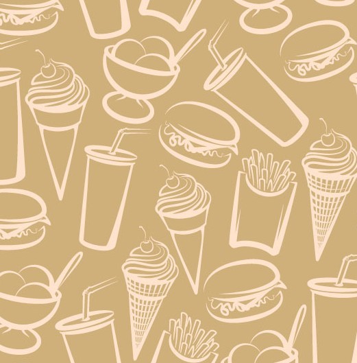 Vector Sketch Foods and Drinks Patterns 05