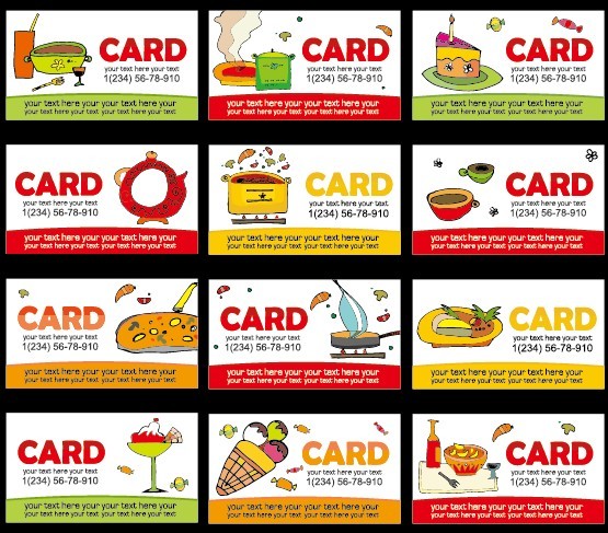 Collection Of Vector Food Business Card Templates