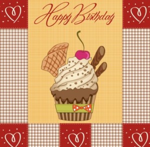 Cute Cartoon Happy Birthday Card Design Vector 01
