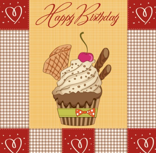 Cute Cartoon Happy Birthday Card Design Vector 01