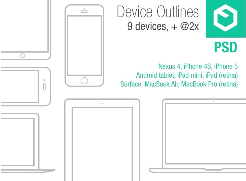 Mobile Device Outlines PSD