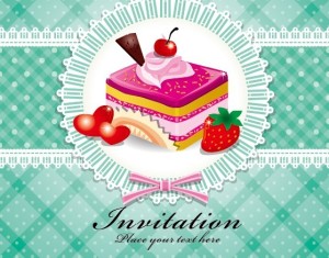 Sweet Floral and Dessert Invitation Card Design Vector 03