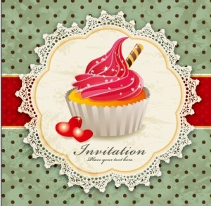 Sweet Floral and Dessert Invitation Card Design Vector 05