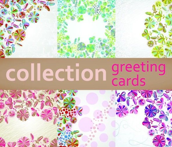 Vector Colorful Flower Patterns For Greeting Cards 01