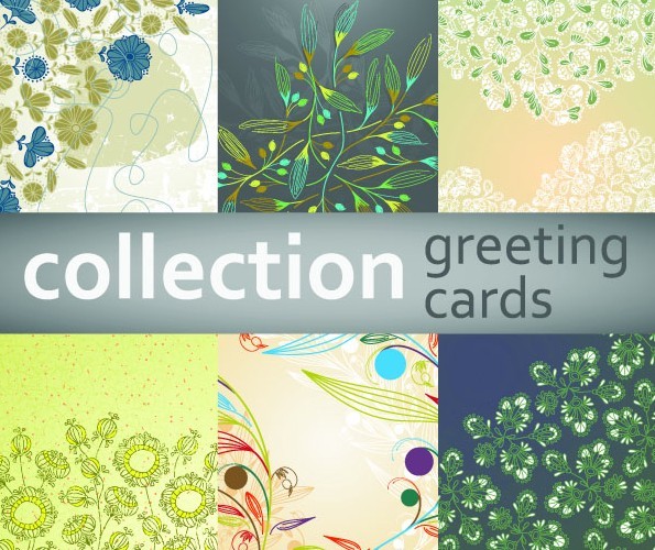 Vector Colorful Flower Patterns For Greeting Cards 02