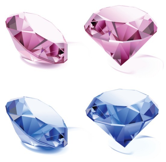 3D Colorful Diamonds Vector 01