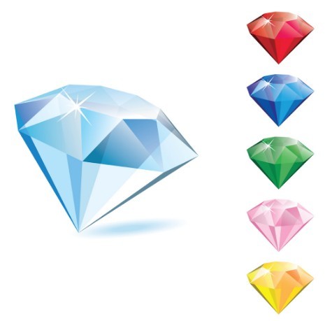 3D Colorful Diamonds Vector 03