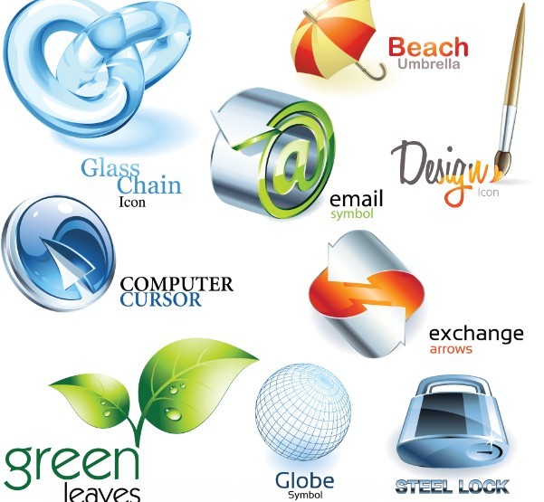 Set Of 3D Sleek Life Style Icons Vector