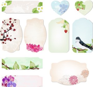 Set Of Vintage Flower Labels Vector 01