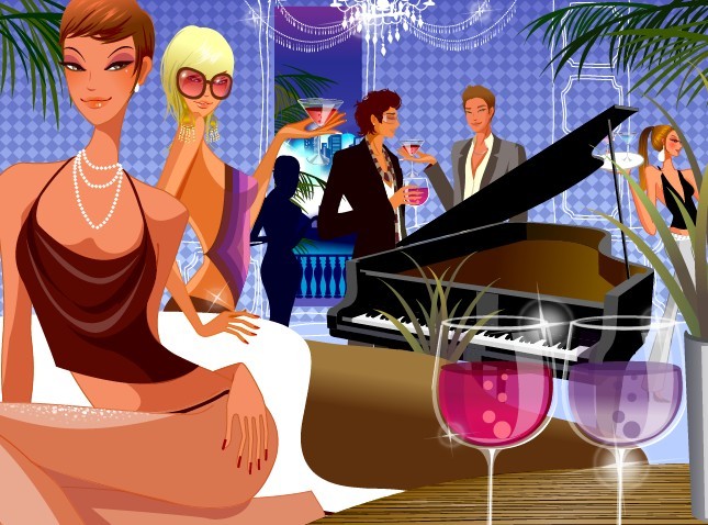 Vector Young People In A Cocktail Party Illustration